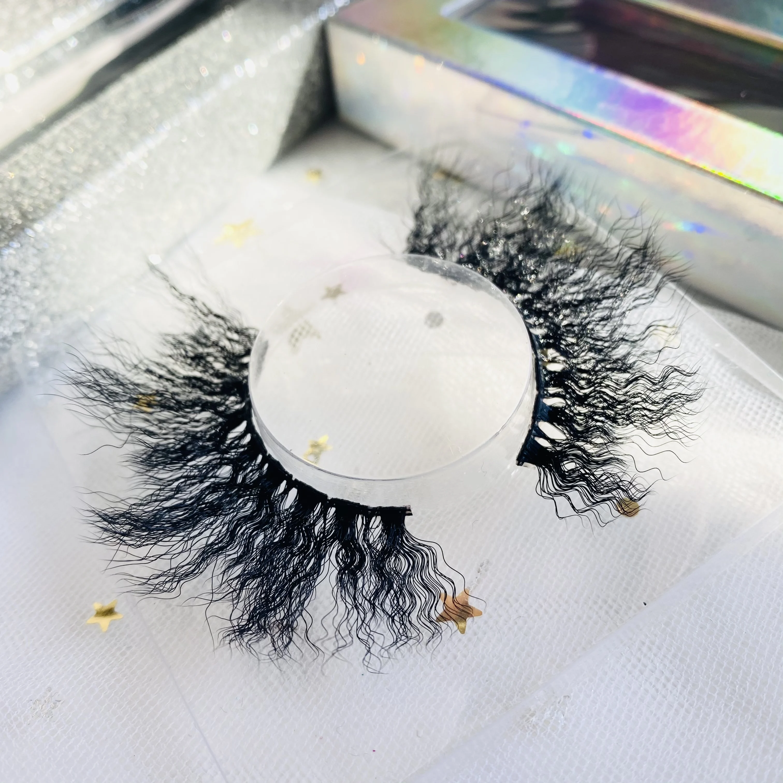 

RTS Wholesale Custom Lash Box 6D Faux Mink Synthetic Silk Eyelashes Customized Label Print Logo