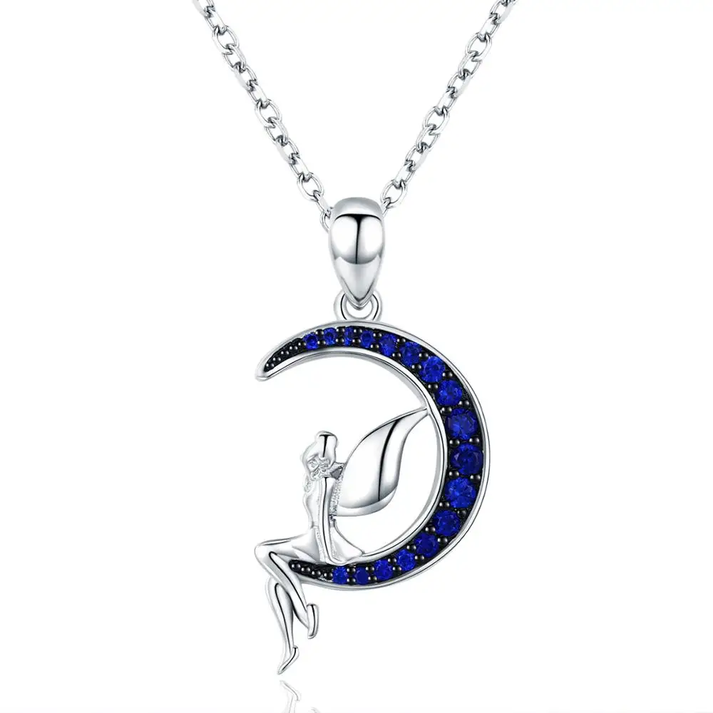 

Hot sell night fairy S925 sterling silver platinum plated diamond necklace