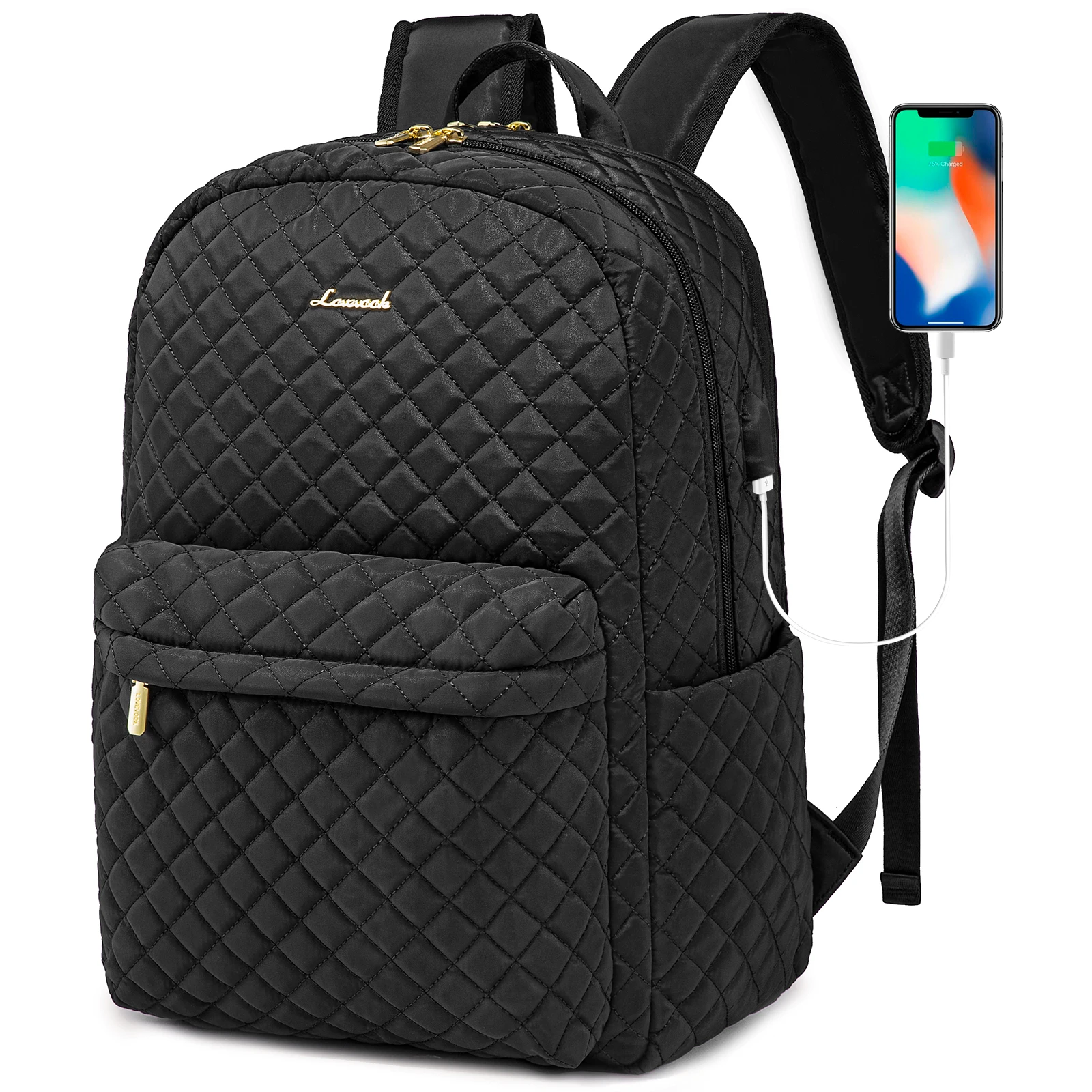 

OEM Cute Quilted Travel Backpack Airline Approved Large Work Business College Bag 15.6 17 inch Laptop Backpack Purse for Women