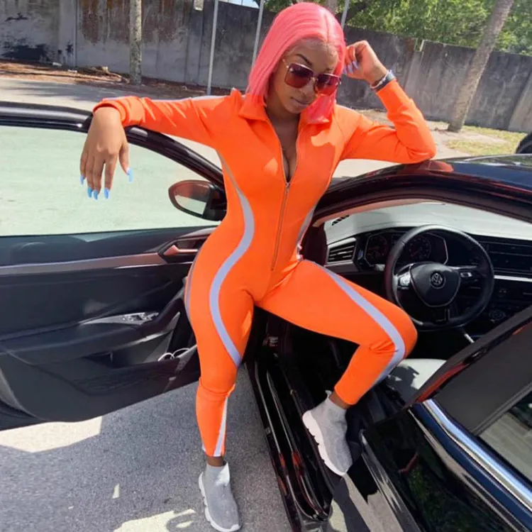 

Long Sleeve Bodycon Custom Jumpsuit 2020 Reflective Bodysuit Women Jumpsuit Reflective