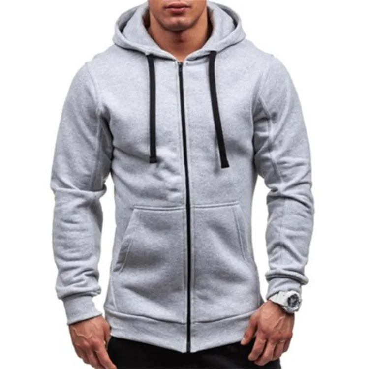 

Custom mens 100% cotton plain sports hoodie gym wear with zipper, Customized color