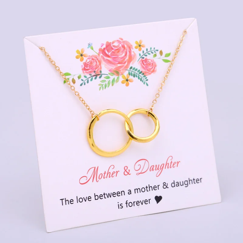 

Two Interlocking Connecting Infinity Double Circles Mother's Day Mother Daughter Grandmother Mom Granddaughter Jewelry Necklace