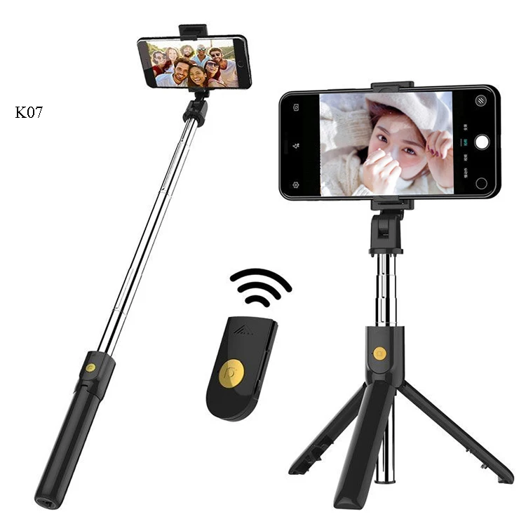 

Wireless Remote Extendable K07 Selfie Stick Monopod Phone Stand Holder 3 In 1 Camera Tripod For Smartphone, Black