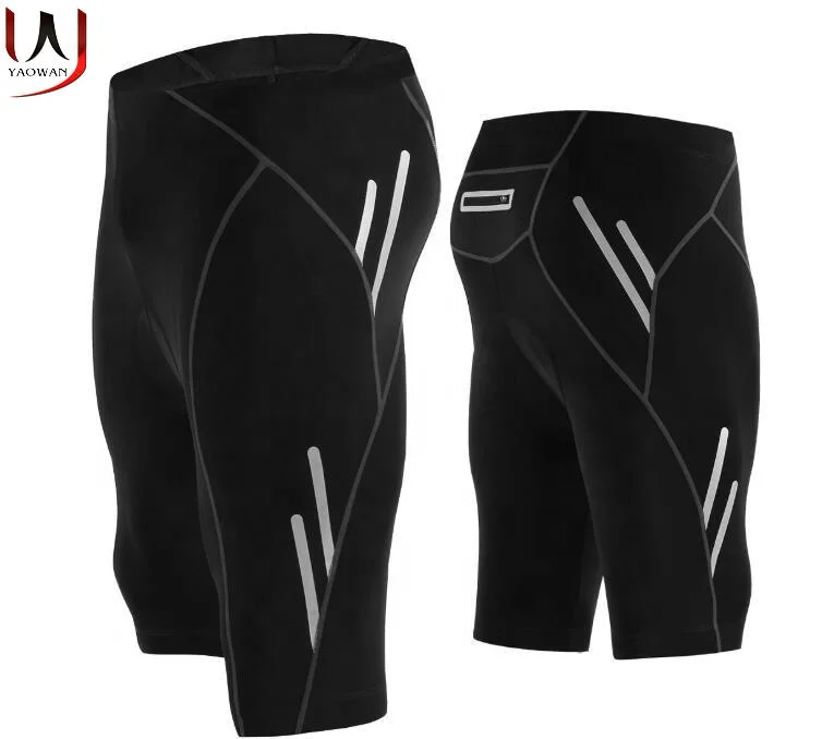 

Factory Breathable Quick Dry Moisture wicking Mens reflective Cycling Shorts zipper pocket Padded Bike Shorts Bicycle Shorts, Black / black with gray