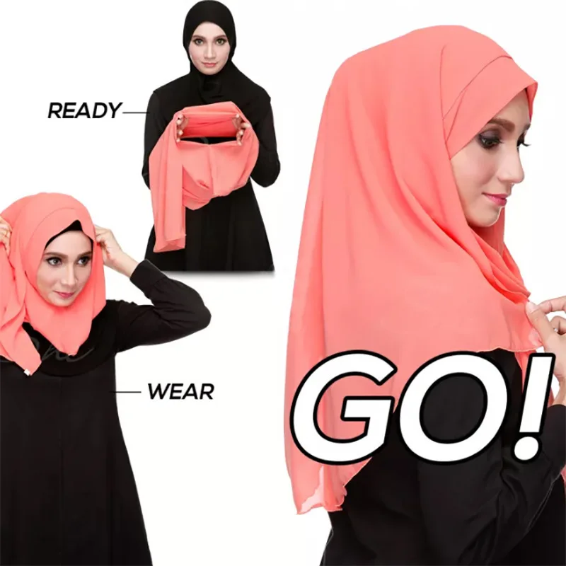 

HJ BHJ0011 Wholesale Islamic Jersey Hijab+ Bubble Chiffon Turkish Scarf Hijab Femm Musulman, 21 colors
