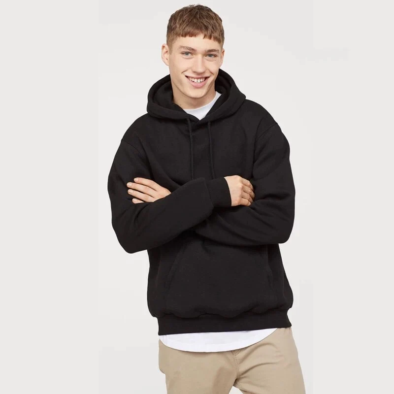 

basic unisex black hoodie oversized kangaroo hoodie earphone hoodie