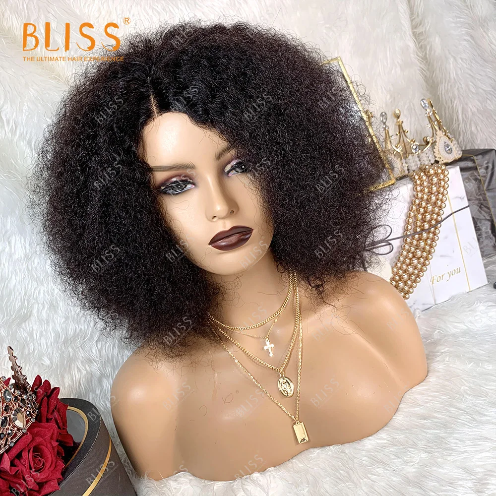 

Bliss Afro Kinky Straight Wigs 4x4 Lace Closure Short Afro Wigs For Black Women