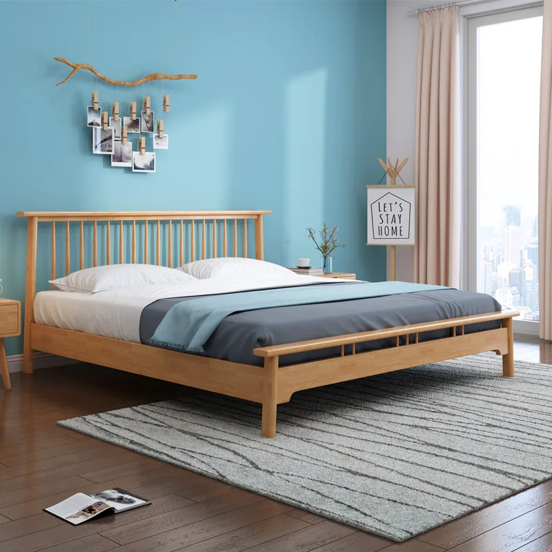product-BoomDear Wood-Solid Wood Twin Double Single Beds Furniture Frames Simple Design Modern Hotel