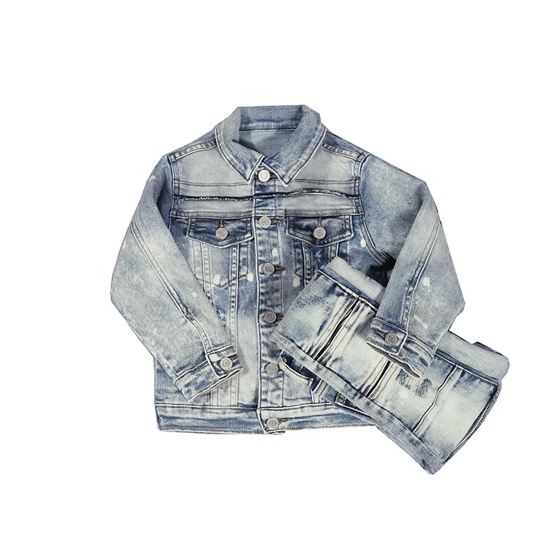 

Ready To Ship Children Blue Jeans Toddle Boy denim jeans with jacket clothing denim set