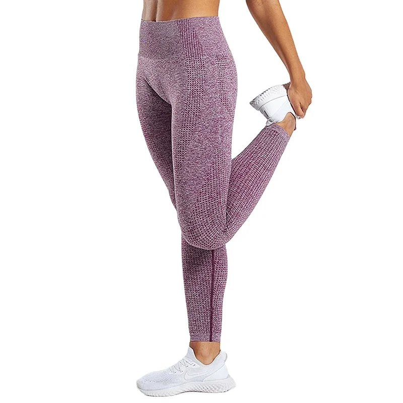 

Amazon hot seamless high-waist sweatpants breathable leggings can be customized Plum fuchsia yoga pants