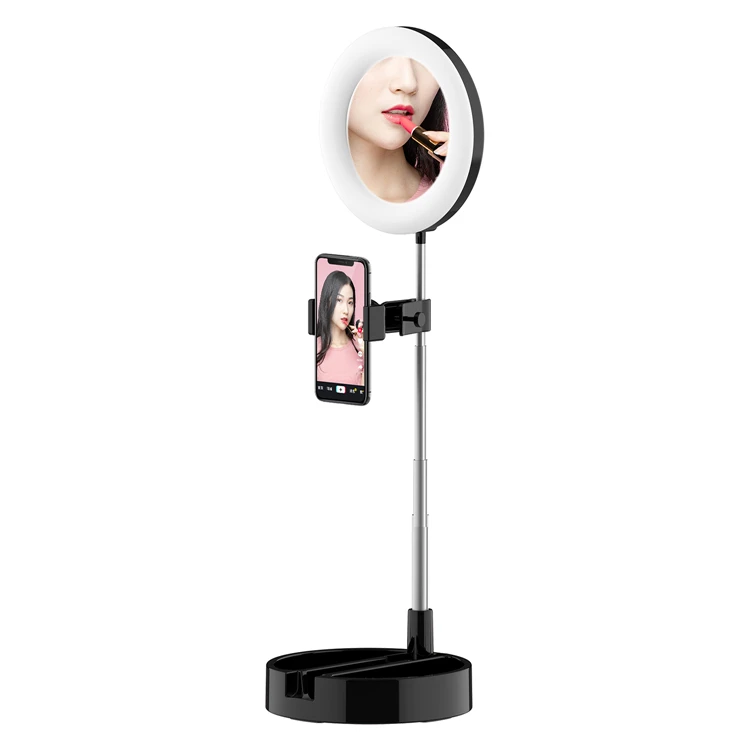 

SYOSIN G3 6.2 Inch Led Fill Ring Light with Mirror Phone Holder Film Shooting Studio Video Led Lights LED SMD Brightness 6.3inch, Pink , black , white