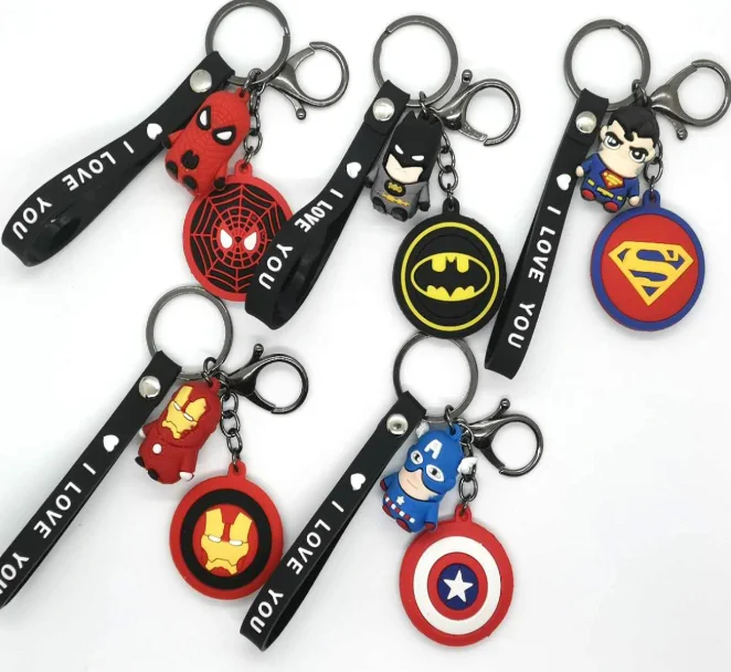 

Free Shipping anime super hero superheroes Key chains model Toy dolls Lanyard strap spiderman iron keychain man, Colorful