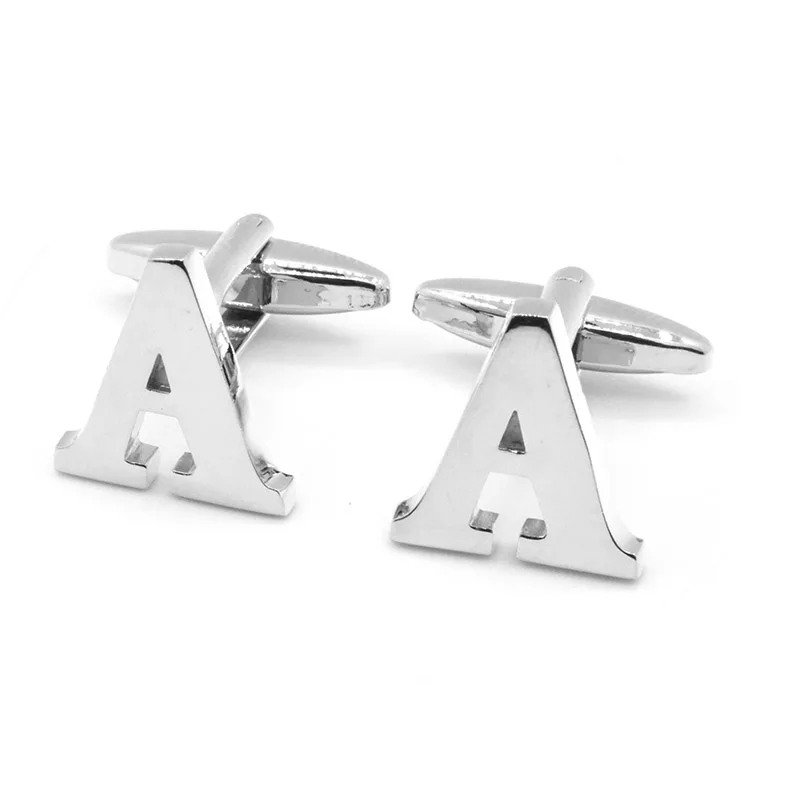 

Alphabet Letter A Cuff links For Men High Quality Silver Color Shirt Custom Business Birthday Gift A-Z Letter Initial Cufflinks