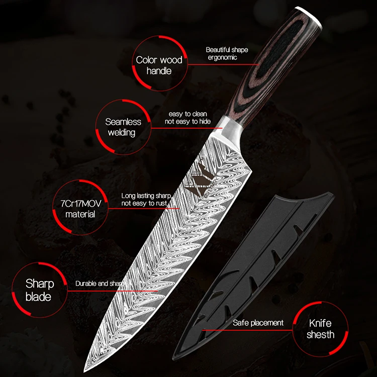 Free Shipping 6pcs Kitchen Knife Set Pakka Wood Handle1.4116 German