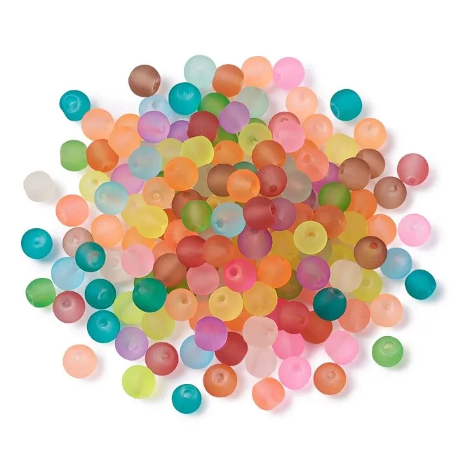

500Pcs Transparent Frosted Crystal Glass Beads Round Loose Spacer Beads Random Mixed Colors for Jewelry Making, Multi color