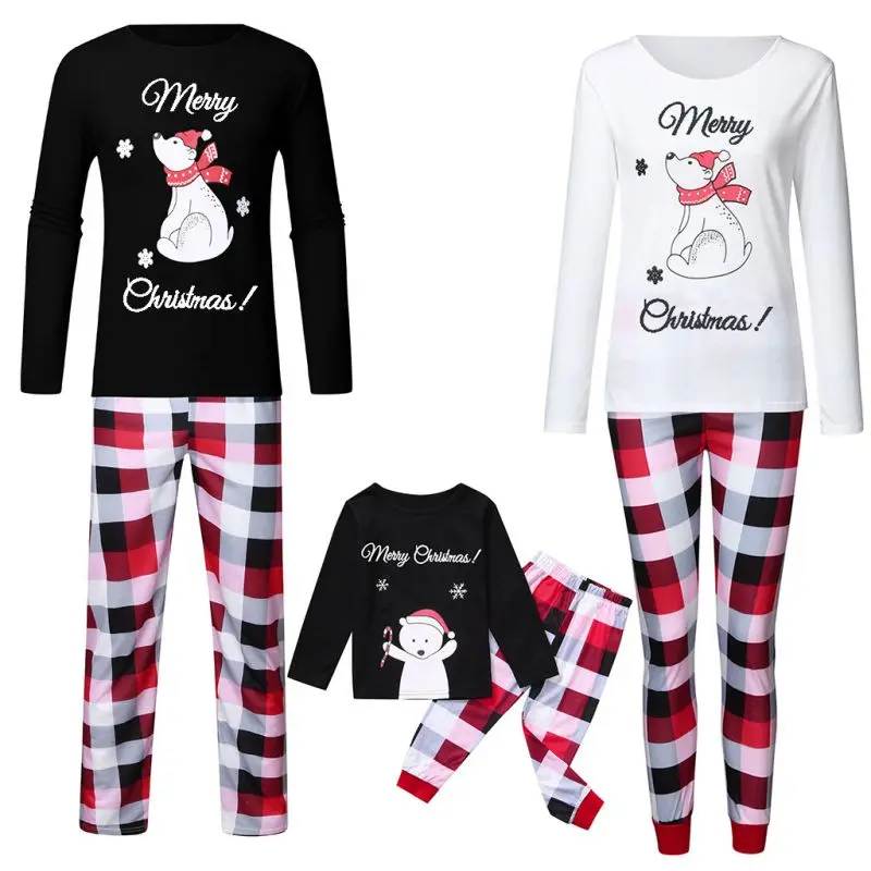 

Black and White Sweater Suit Custom Printing Christmas Parent-child Pajamas Family Matching Outfits, White or customized color