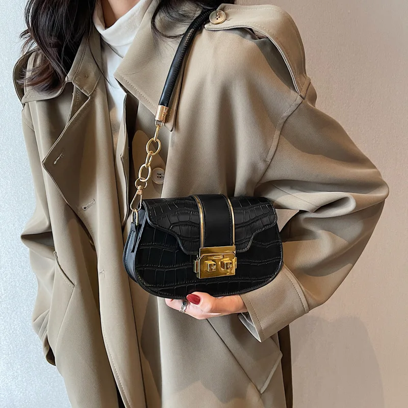 

Fashion Designer PU Leather Underarm Shoulder Handbags Luxury Famous Brands Clutch Women's Saddle Bag