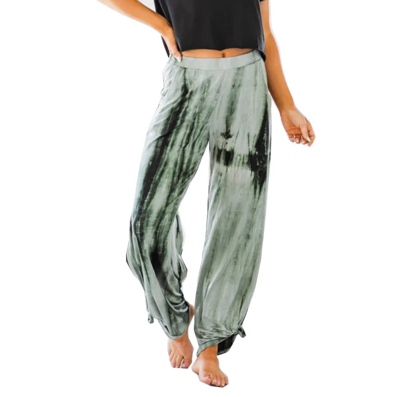 

Women Summer Chic Casual Elastic Linen Tie Dye Loose Bloomers Pants, As picture show, customized