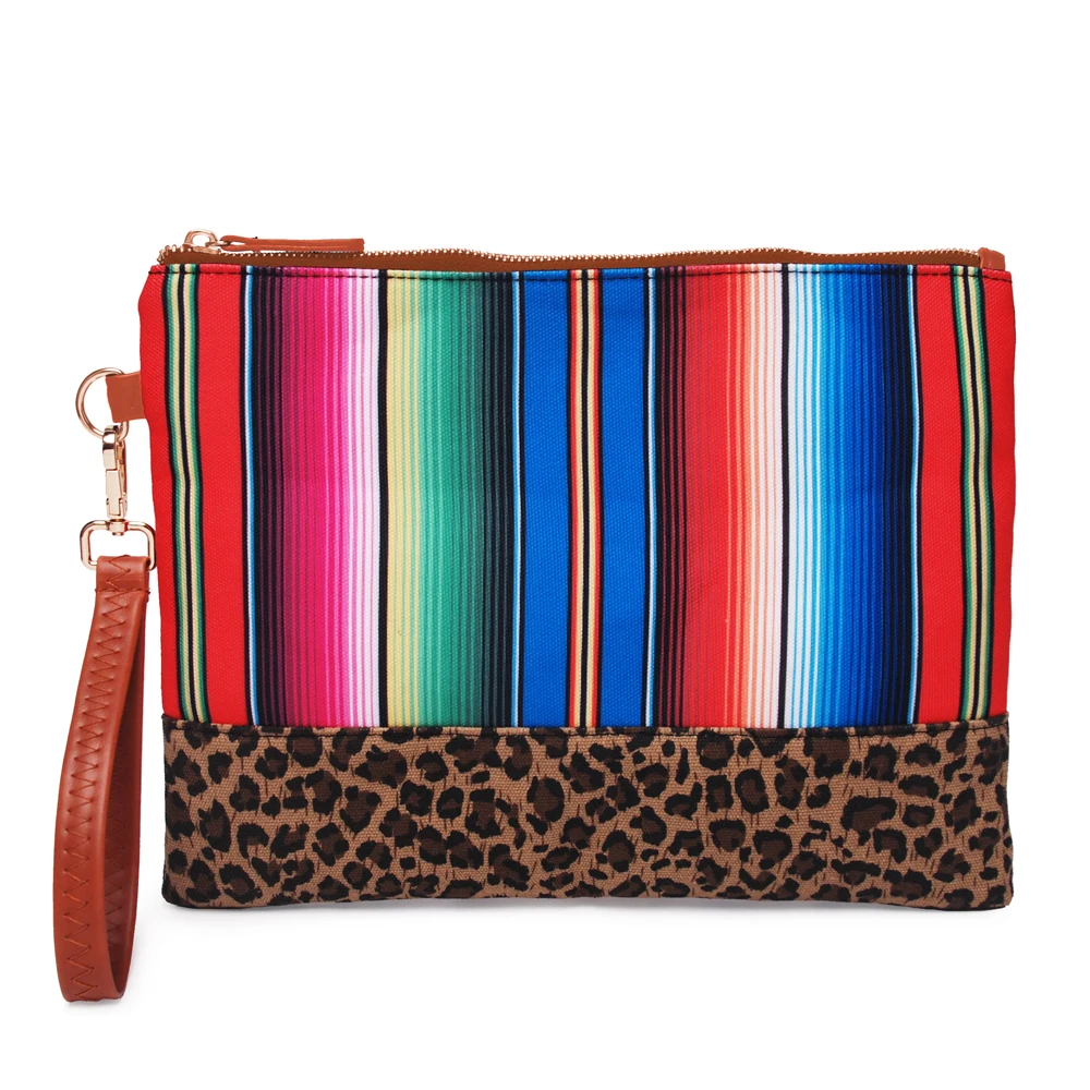 

Wholesale Colored Vertical Stripel Leopard Print Wristlet Purse Clutch Wallet Cosmetic Makeup Bags for Women DOM1168