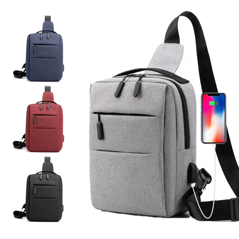 

Custom cheap backpack simple hippy charge student chest harness bag in black sling bag for kids, 4 colors