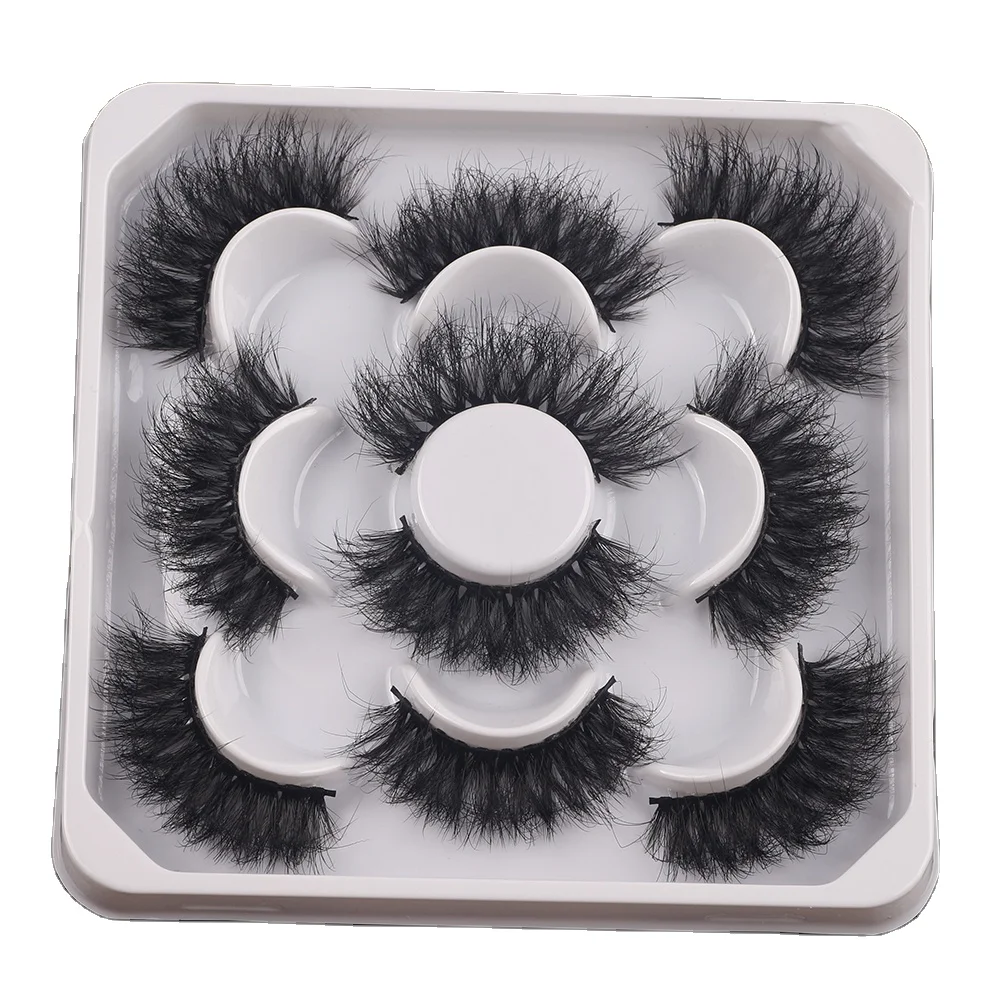 

FX-Z24 Wholesale Thick Crisscross Handmade 8D Fluffy Lash Black Cotton Band Synthetic Messy 5 Pairs Faux Mink Hot Sell Eyelashes
