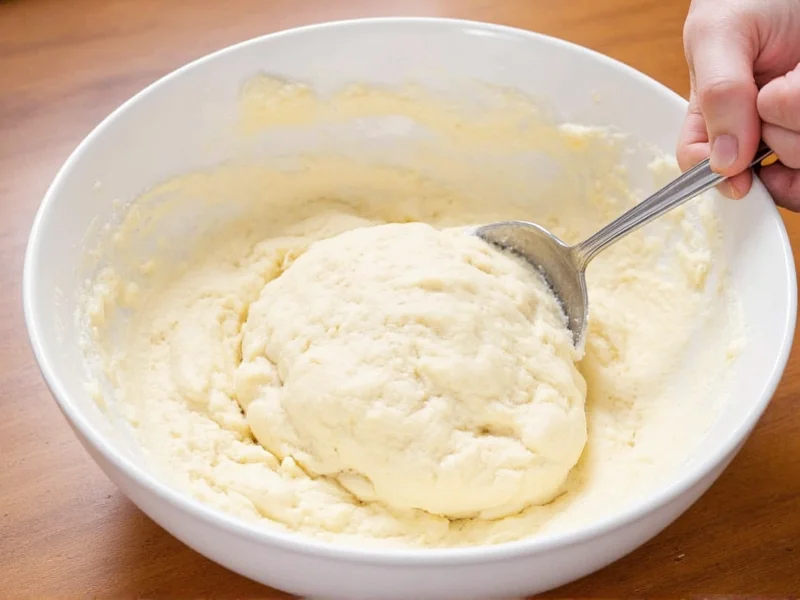 Mixing yeast free pizza dough in a bowl