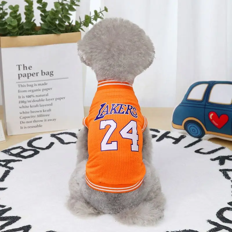 

Wholesale Dog Clothes Fashion Sport Jersey Mesh Vest Dog Summer Clothes Pet Clothes, Red, yellow , green,orange, pink , blue