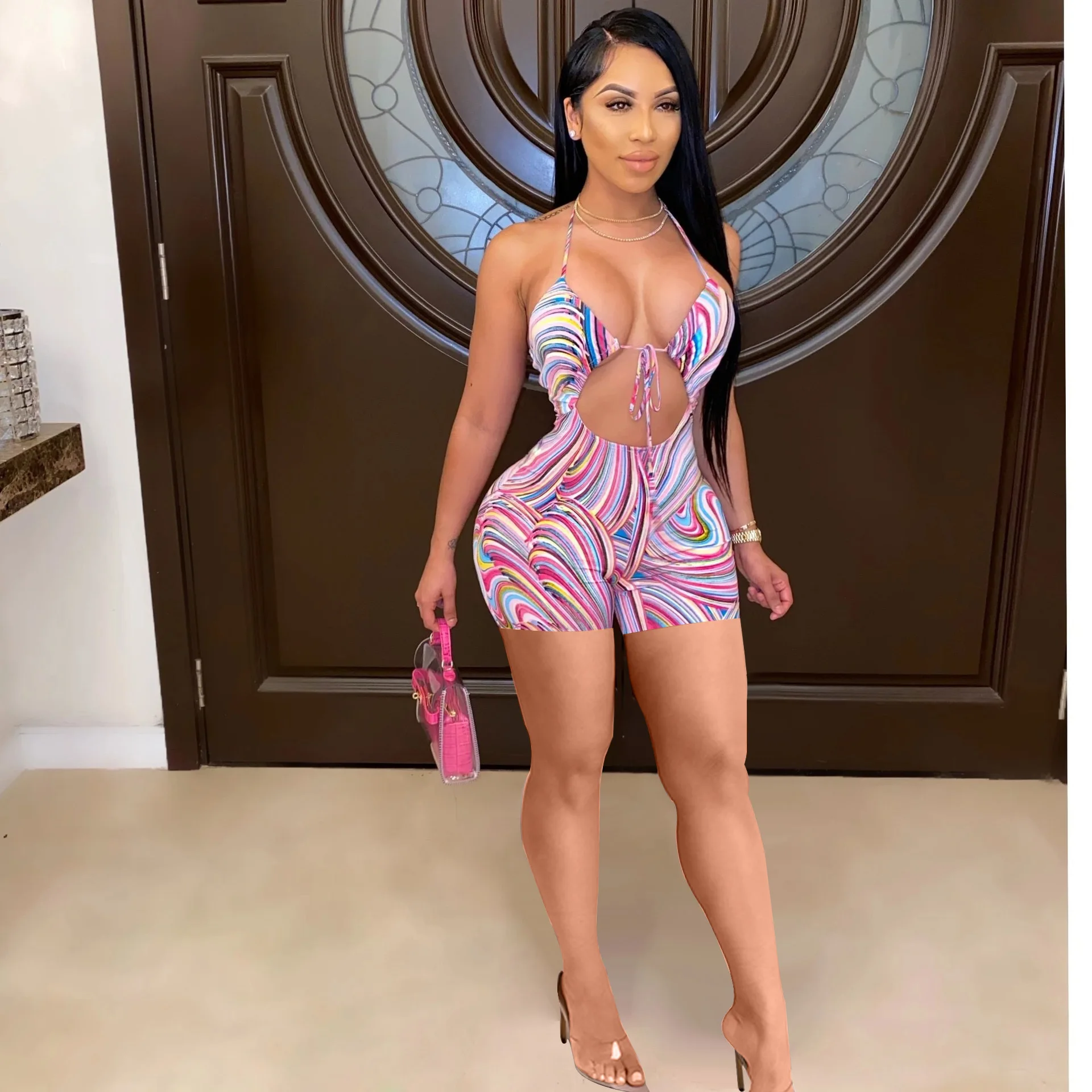 

Ladies wholesale summer Short sport jumpsuit 2021 custom jump suit basic bodysuits women one piece jumpsuits, Shown