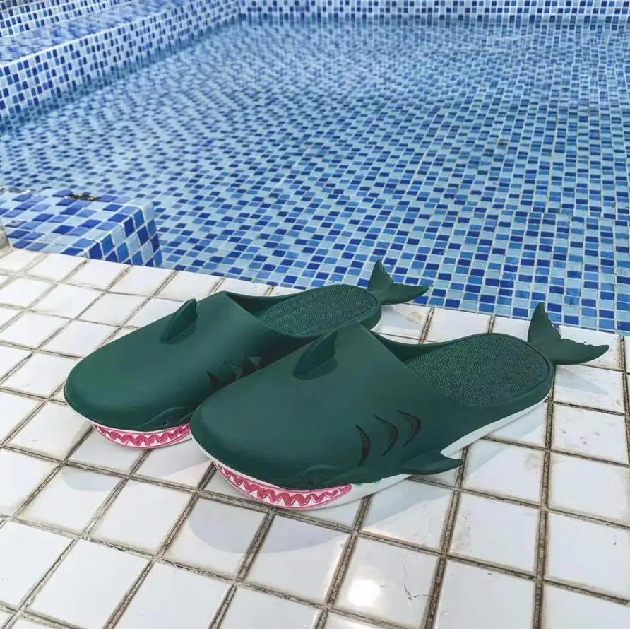 

Shark shaped Animal Slippers PVC Soft Home Indoor Outdoor Shoes Soft Sole Casual Women Slippers, Black pink orange gray blue