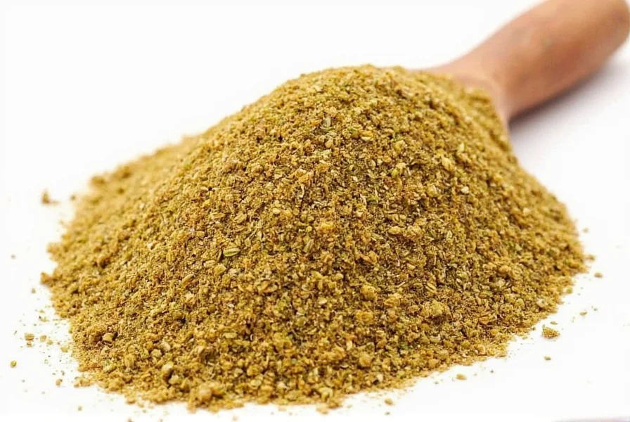 Various dishes featuring ground coriander including curry, roasted vegetables, and flatbread