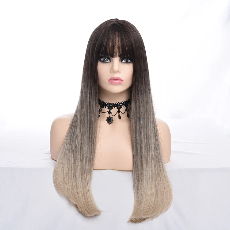 

Long Straight Hair Color Wig 30 Inches Heat Resistant Fiber Blonde Synthetic Lace Wigs, Natural color lace wig