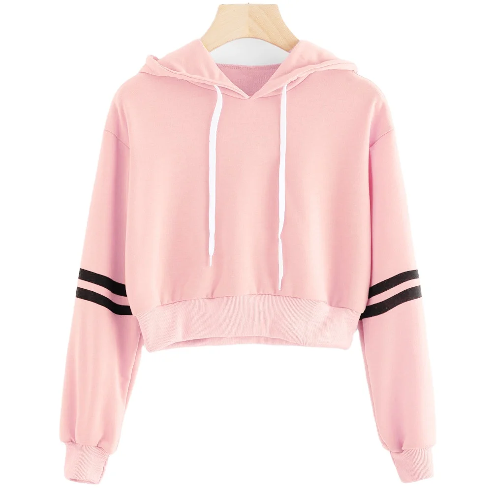 
Fleece Custom Blank Womens Drop Shoulder Cropped Sweatshirt Hoodie Crop Top Hoodie 