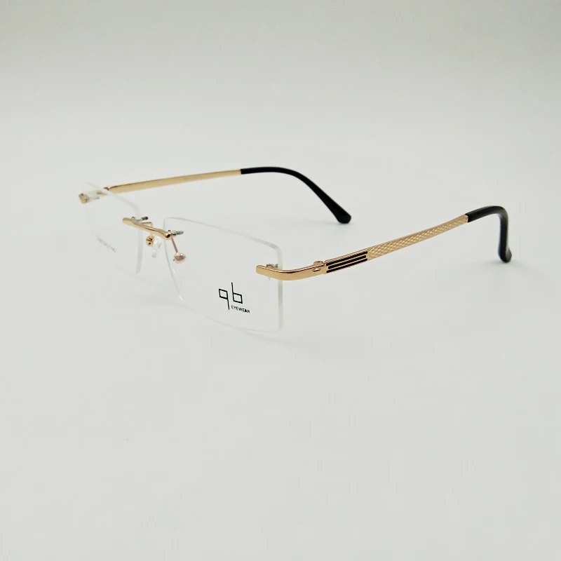 

2021 new unisex fashion custom logo diamond stainless rimless Eyeglasses Frames, 4 colors