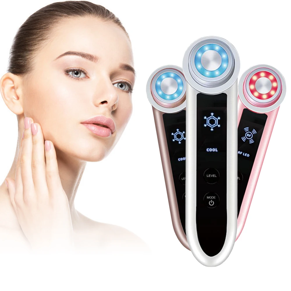 

Portable Home RF Equipment Radio Frecuencia Facial Cleansing And Firming Massager LED Light EMS Beauty Micro Current Face Device