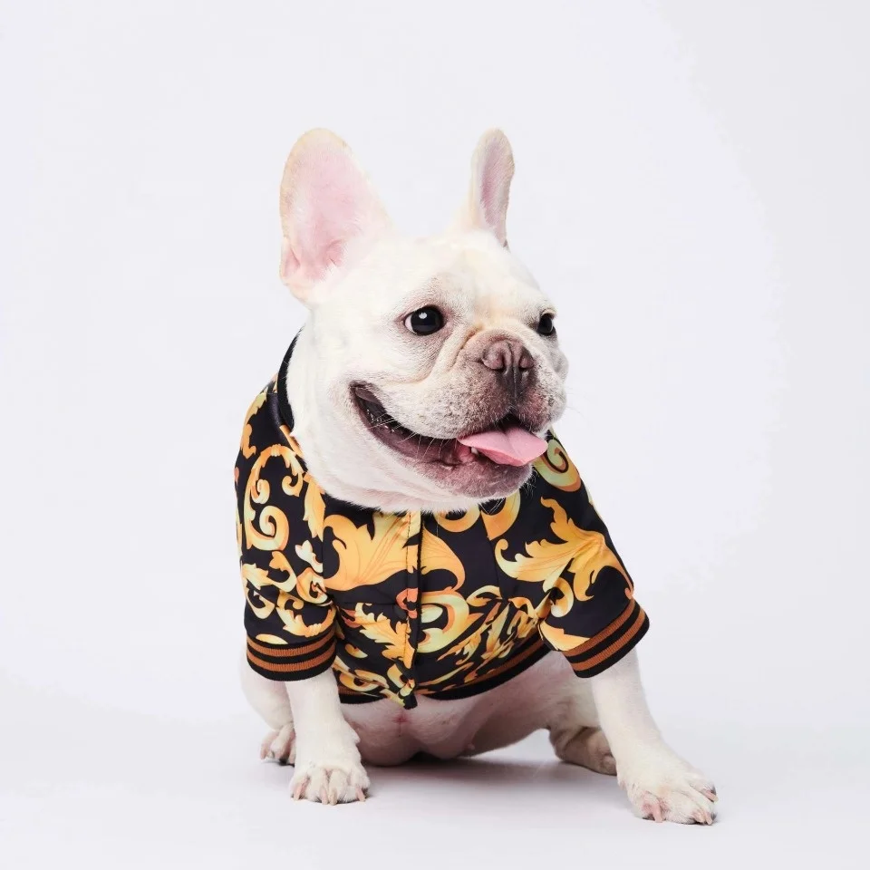 

Golden Lotus Jacket Pet Clothes With Cotton For Spring Festival Warm Dog Cotton Clothes For Pet, Yellow