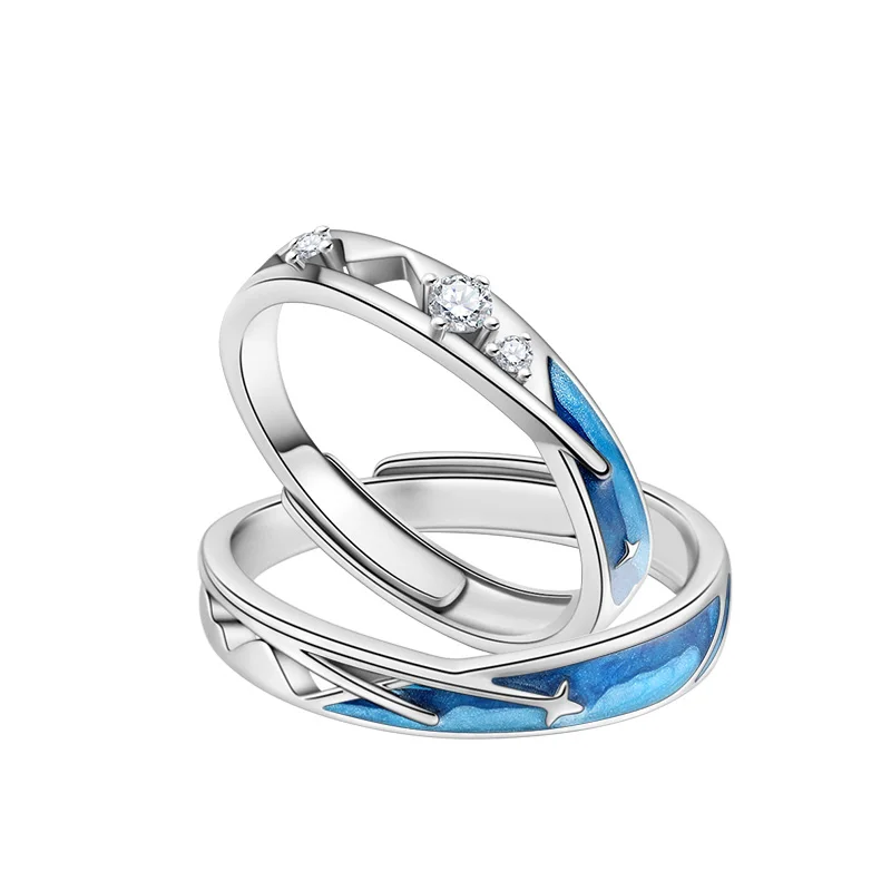 

Dropshipping VANA Couple Jewelry Adjustable Gold Rings With Stones Sterling Silver Wedding Rings Set Women