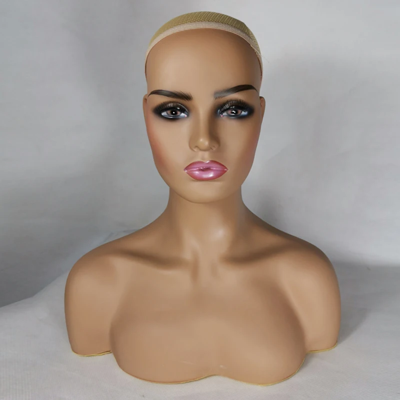 
PVC Mannequin Head with Shoulders Female for Wig Display African American Mannequin Head Female Mannequin Head and Bust 