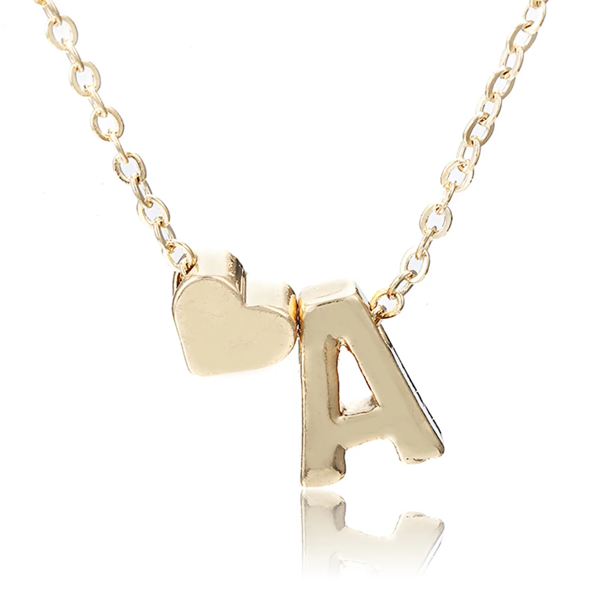 

Fashion Tiny Heart Dainty Initial Necklace Gold Silver Color Letter Name Choker Necklace For Women Pendant