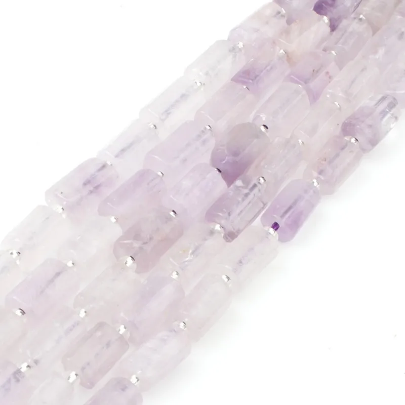 

Natural 8x11MM Cylinder Stone Beads 7.5Inch Light Purple Amethysts Loose Spacer Beads For DIY Jewelry Making