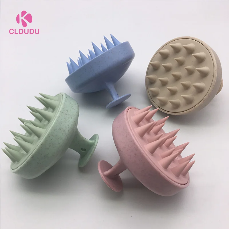 

Scalp Health Care Wheat Straw Hair Shampoo Brush, Soft Silicone Scalp Manual Head Massage Brush, Customized color