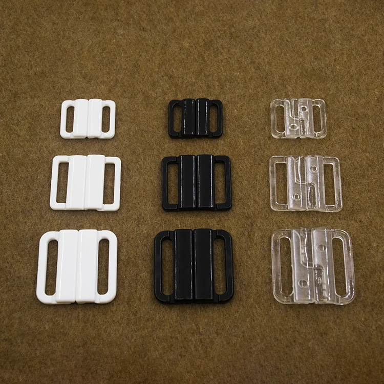 

Good Quality Plastic Black Clear White 14mm 20mm 25mm Bra Clips Clasps for Underwear Lingerie Accessory, Black/ white /transparent,custom