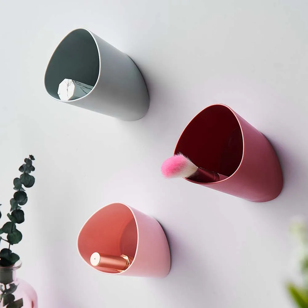 

Wall-mounted Plastic Storage Bucket Bathroom Living Room Wall-mounted Storage Box Hook Bag UmbrellaIndoor Home Accessories