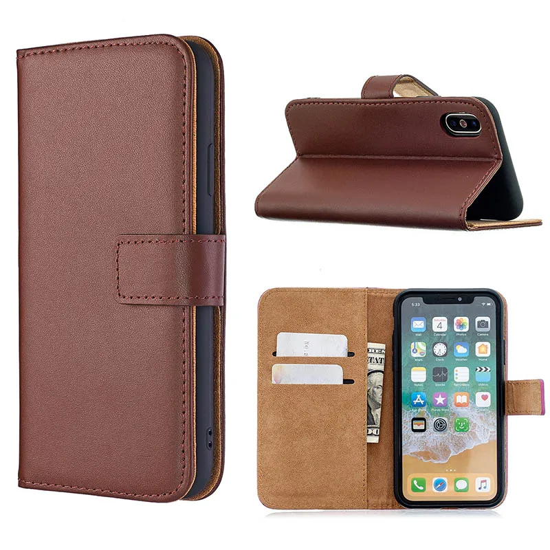 

Flip Cover Genuine Leather Wallet Phone Case For iPhone XR, Multi colors