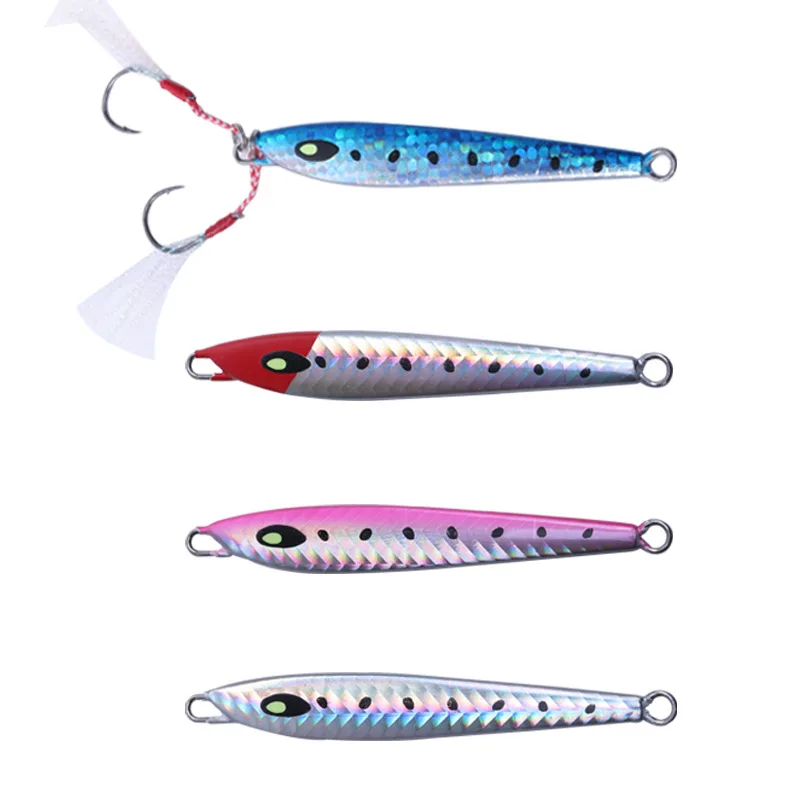 

Lead metal jig lure 20g 40g 60g 80g 100g slow pitch jigging fish salt water fishing lures, 5 colors
