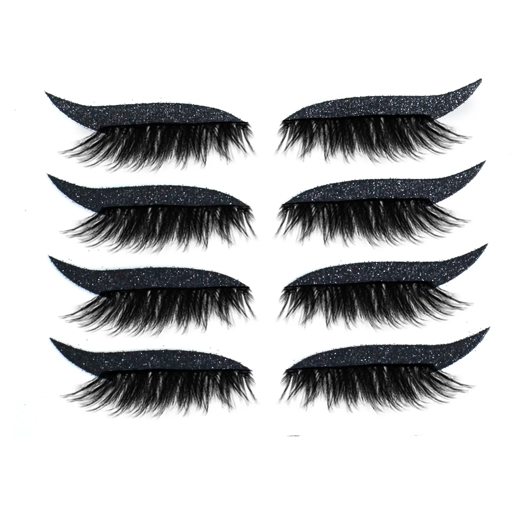 

wholesale waterproof shining eyeliner eyelash sticker vegan reusable sweatproof glitter 4 pairs eyeliner eyelash stickers, Black