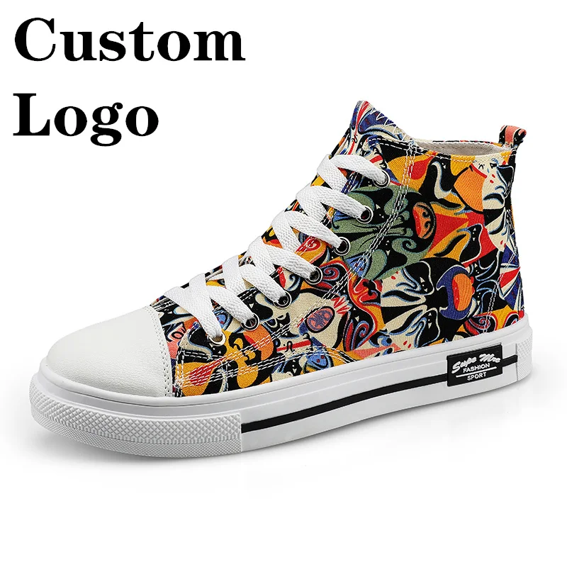 

Moyo Fashion Graffiti Canvas Shoes Student's Casual Sneakers Summer High Top Skateboard Shoes