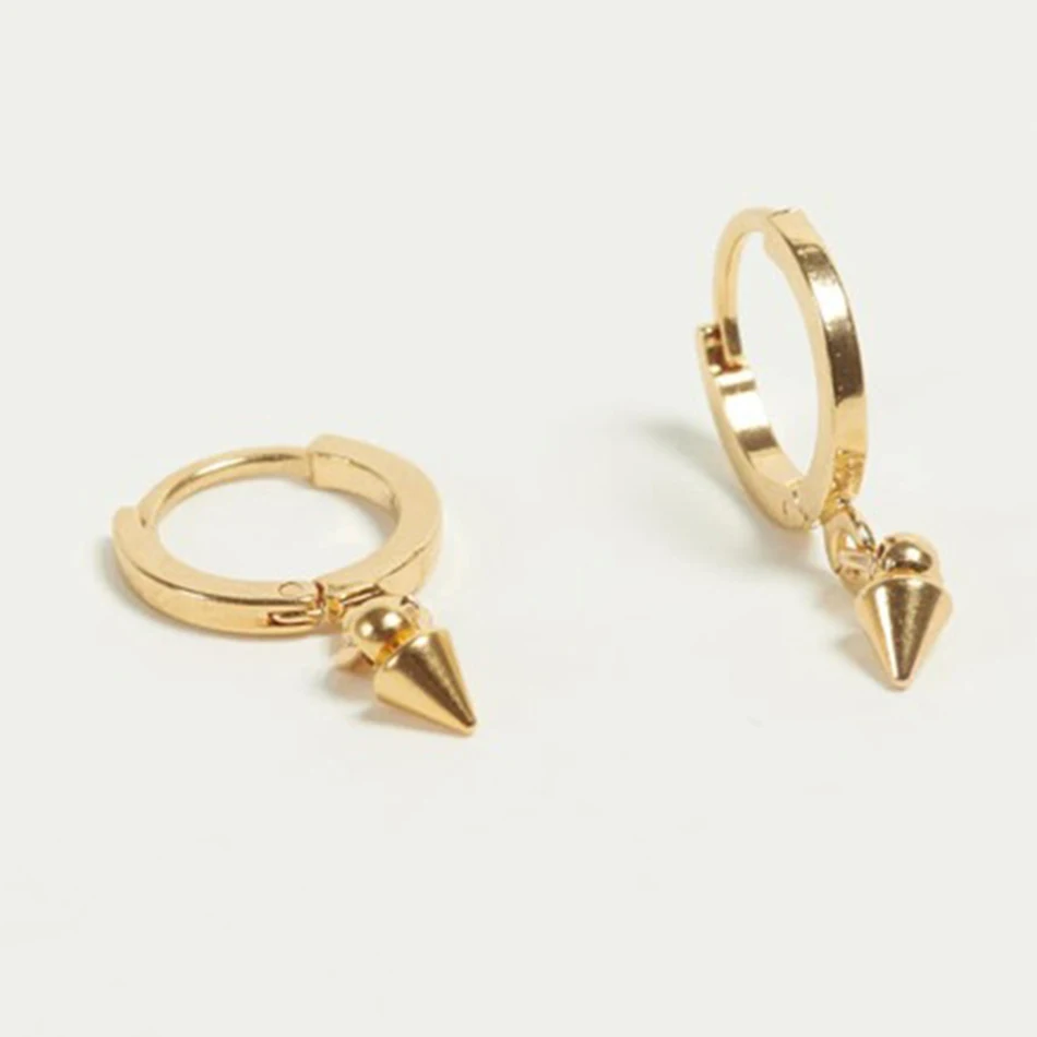 

fashion women jewelry earrings 18k gold plated jewelry 925 sterling silver triangle pyramid hoop earrings