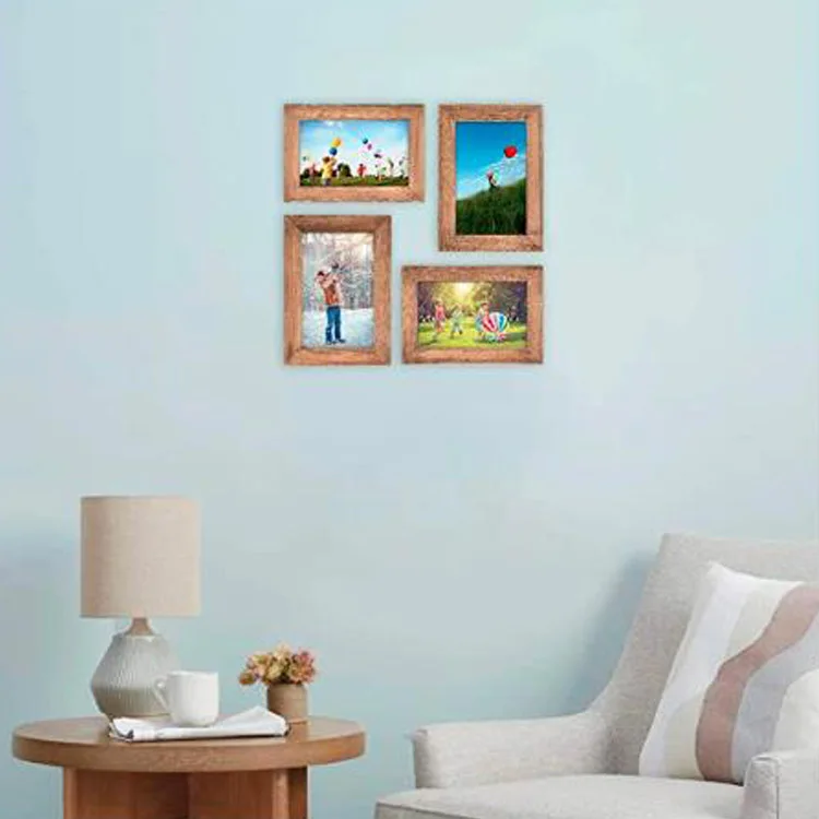 4x6 Picture Frame Photo Display for Tabletop Display Wall Mount Solid Wood High Definition Glass Photo Frame