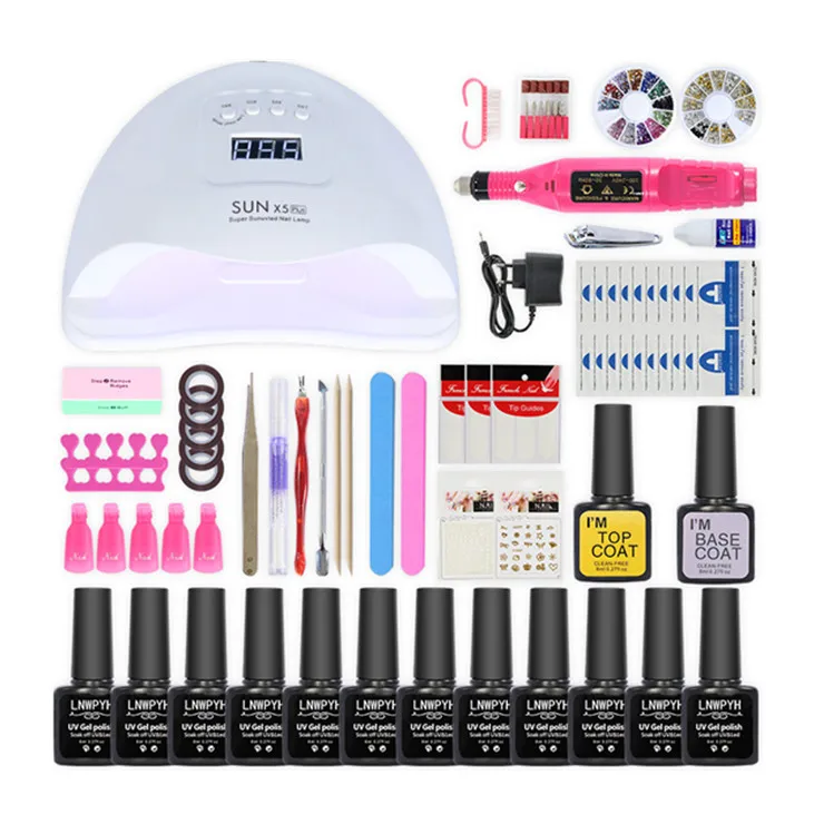 

Gel nail polish starter kit with led uv dryer top machine tools