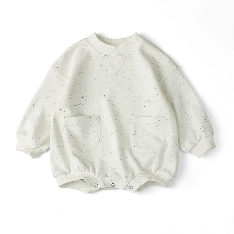 

Children White Dot Knit Newborn Cotton Plain Sweater Hoodie Baby Bodysuit Romper